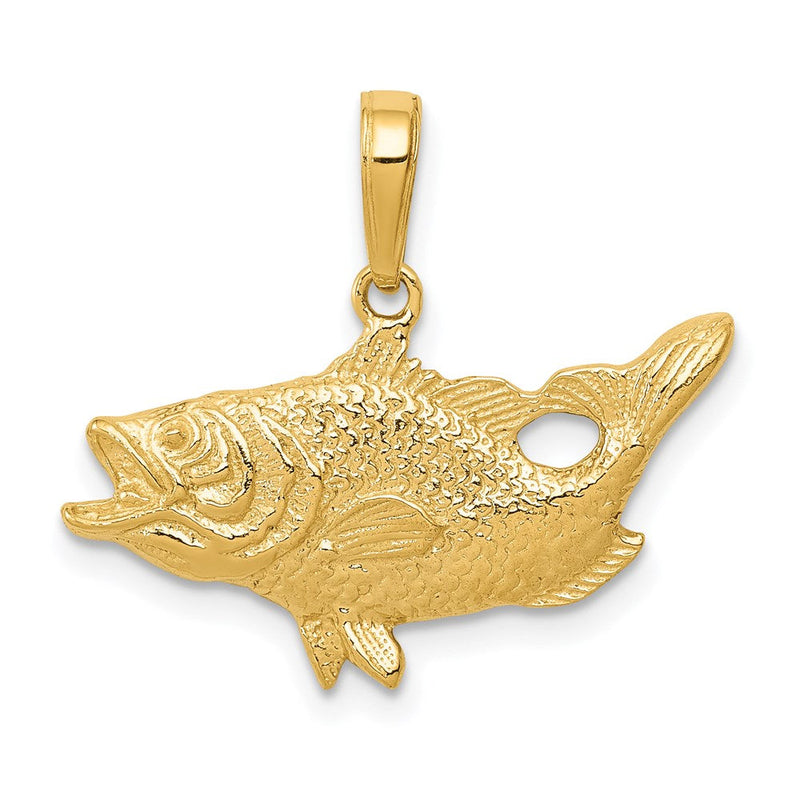 14K Gelbgold Barsch-Anhänger mit geöffnetem Maul
