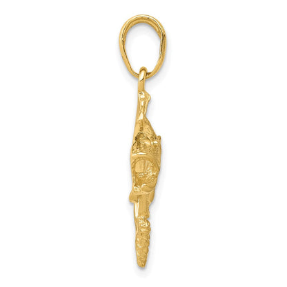 14K Gelbgold Anhänger Springender Barsch (Fisch-Design)