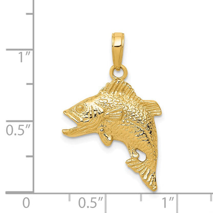 14K Gelbgold Anhänger Springender Barsch (Fisch-Design)