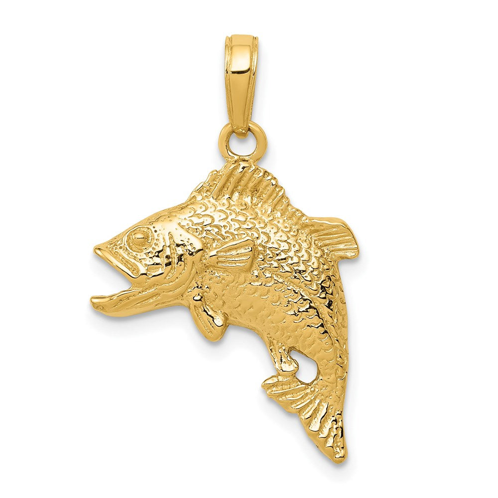 14K Gelbgold Anhänger Springender Barsch (Fisch-Design)