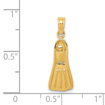 14K Gelbgold 3d Scuba Flipper Anhänger