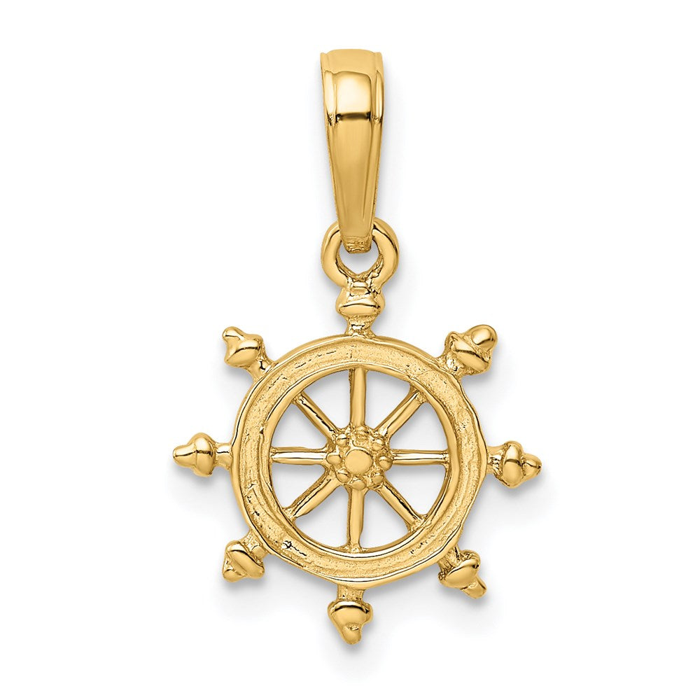14K Gelbgold Ship Rad Anhänger