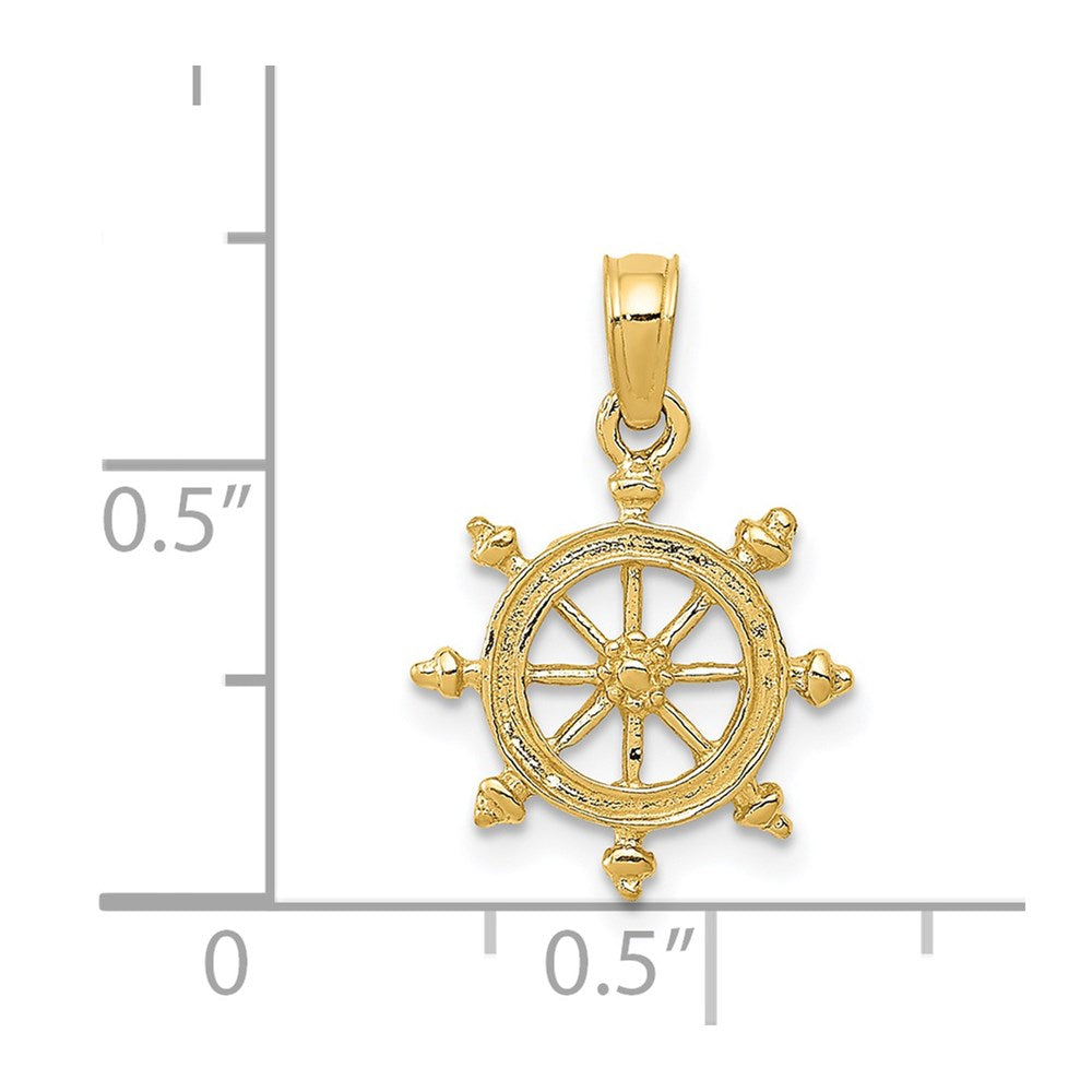 14K Gelbgold Ship Rad Anhänger