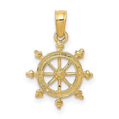14K Gelbgold Ship Rad Anhänger