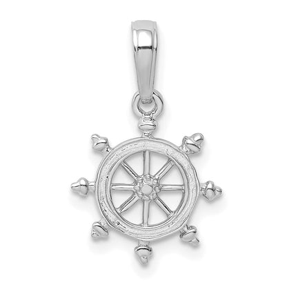 14K Weißgold Ship Rad Anhänger