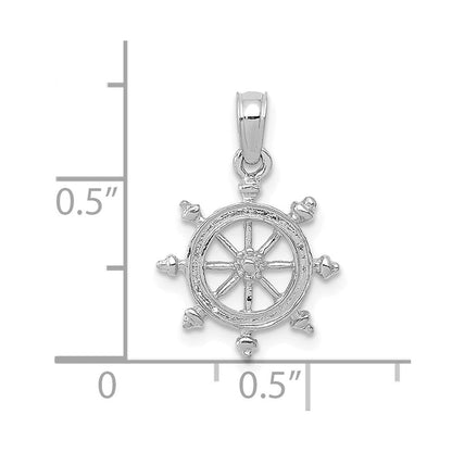 14K Weißgold Ship Rad Anhänger