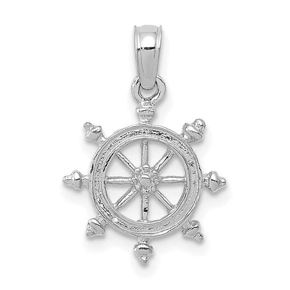 14K Weißgold Ship Rad Anhänger