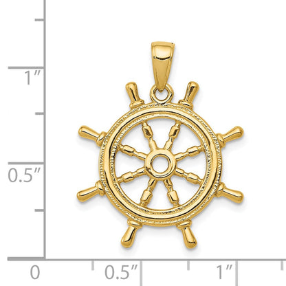 14K Gelbgold 3D-Schiffsrad-Anhänger