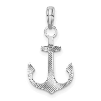 14K Weißgold 2-d Poliert Anker Charm