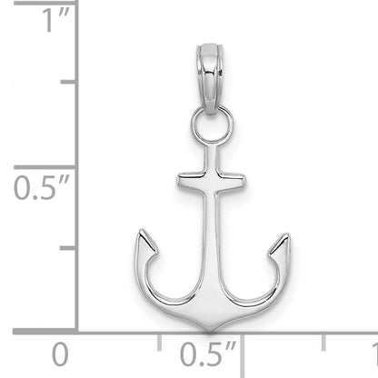 14K Weißgold 2-d Poliert Anker Charm