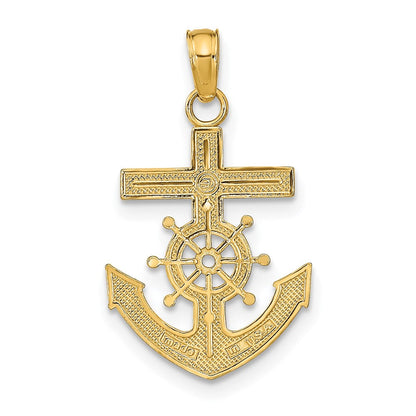 14K Gelbgold Marine Kreuz Anhänger