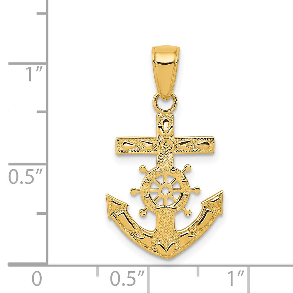 14K Gelbgold Marine Kreuz Anhänger