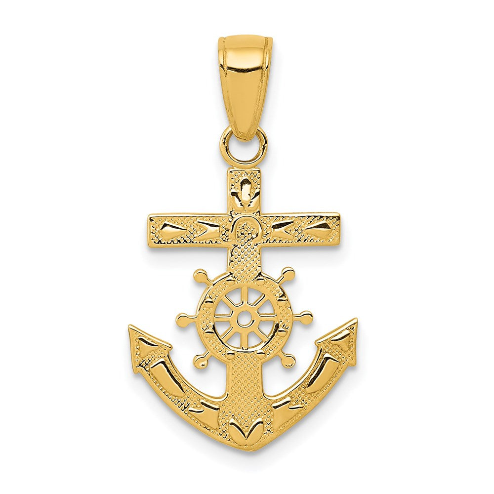 14K Gelbgold Marine Kreuz Anhänger