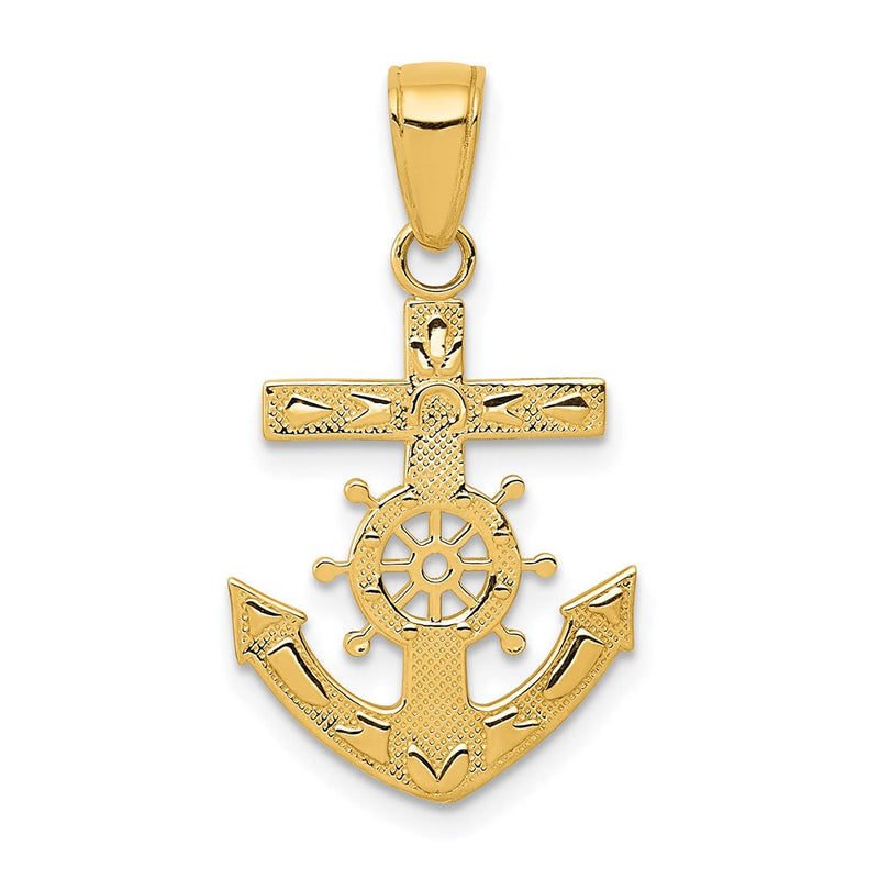 14K Gelbgold Marine Kreuz Anhänger