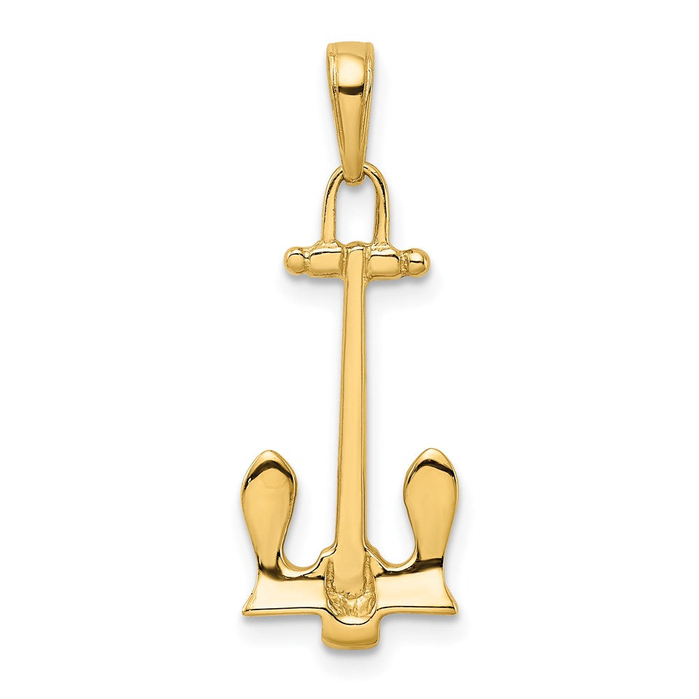 14K Gelbgold 3D-Marineanker-Anhänger