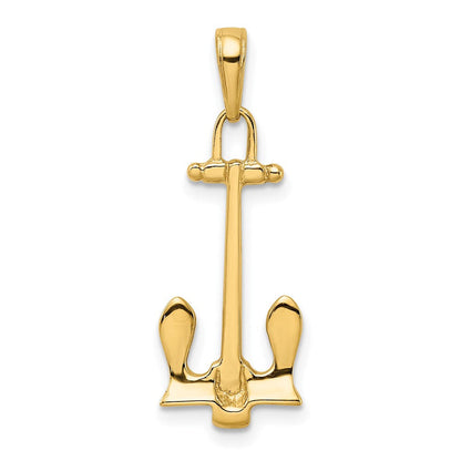 14K Gelbgold 3D-Marineanker-Anhänger