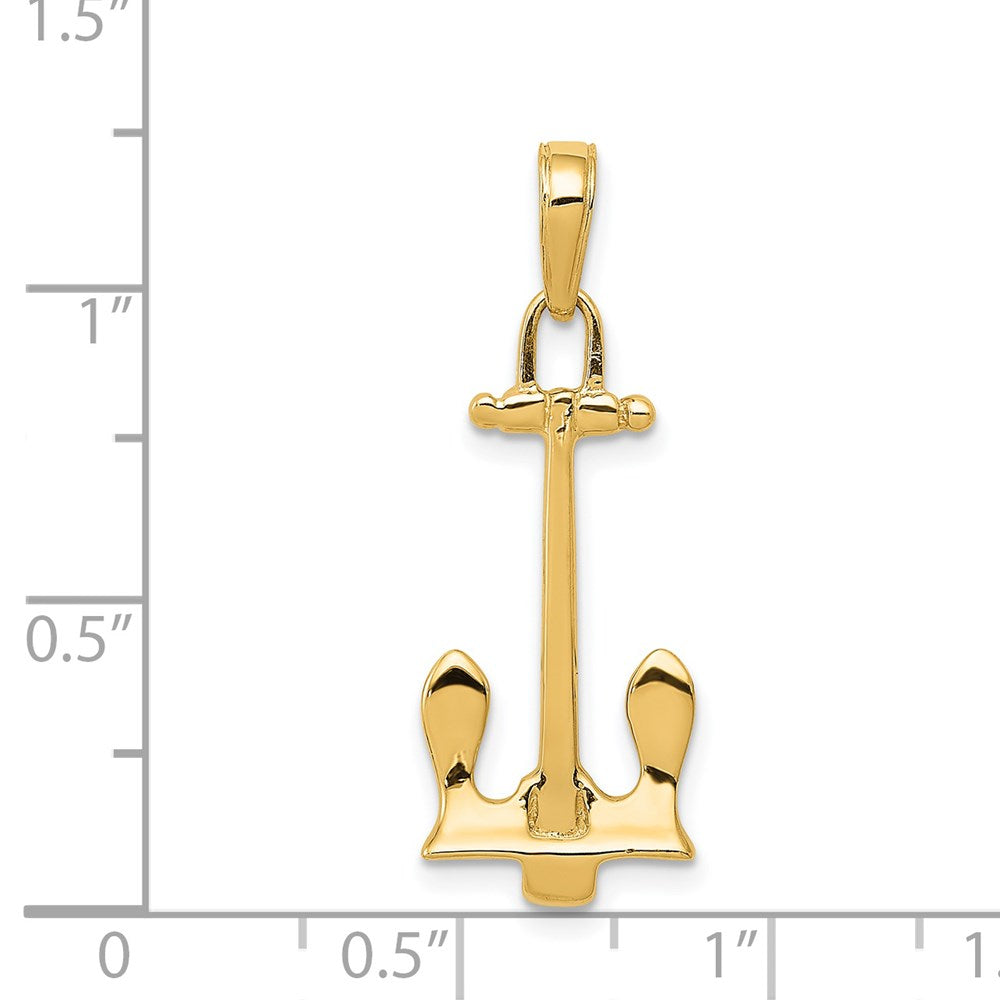 14K Gelbgold 3D-Marineanker-Anhänger