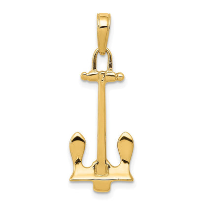14K Gelbgold 3D-Marineanker-Anhänger