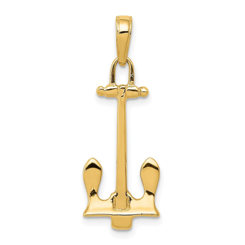 14K Gelbgold 3D-Marineanker-Anhänger