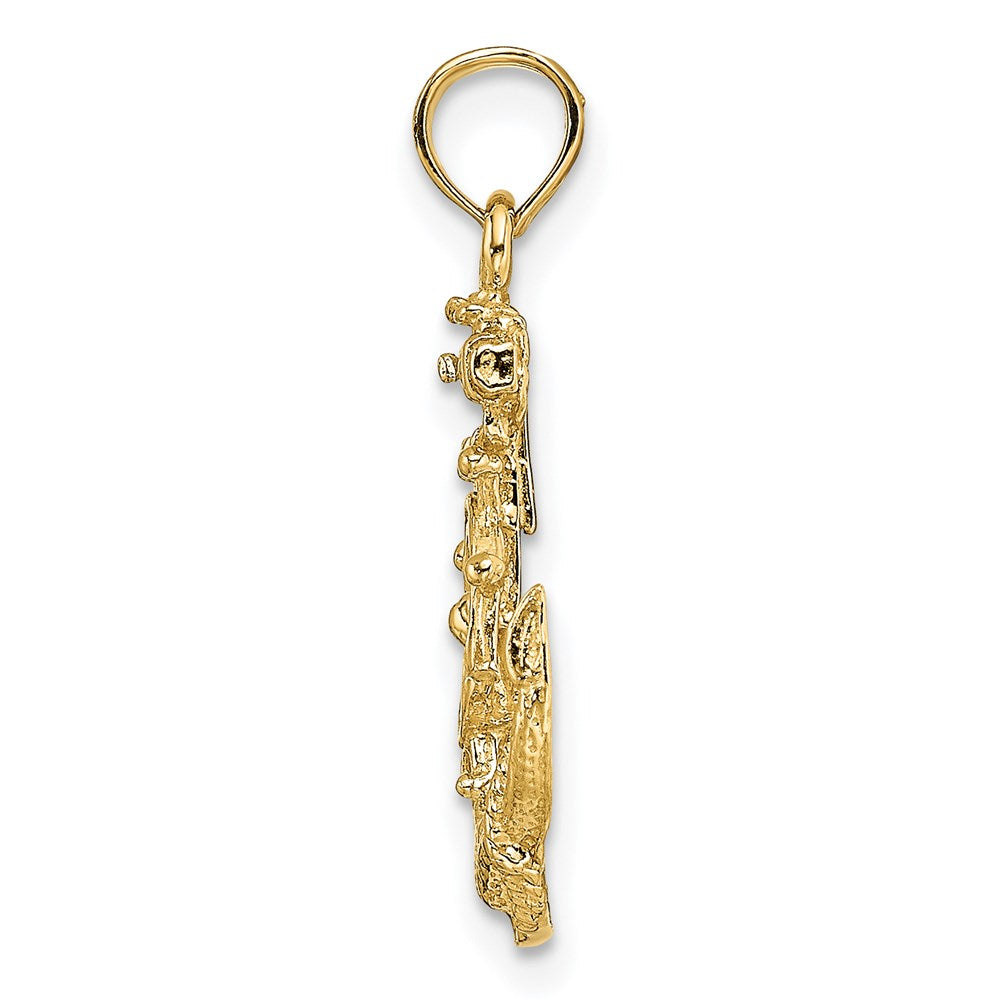 14K Gelbgold Klein Anker mit Rad Anhänger