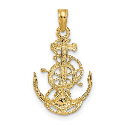 14K Gelbgold Klein Anker mit Rad Anhänger