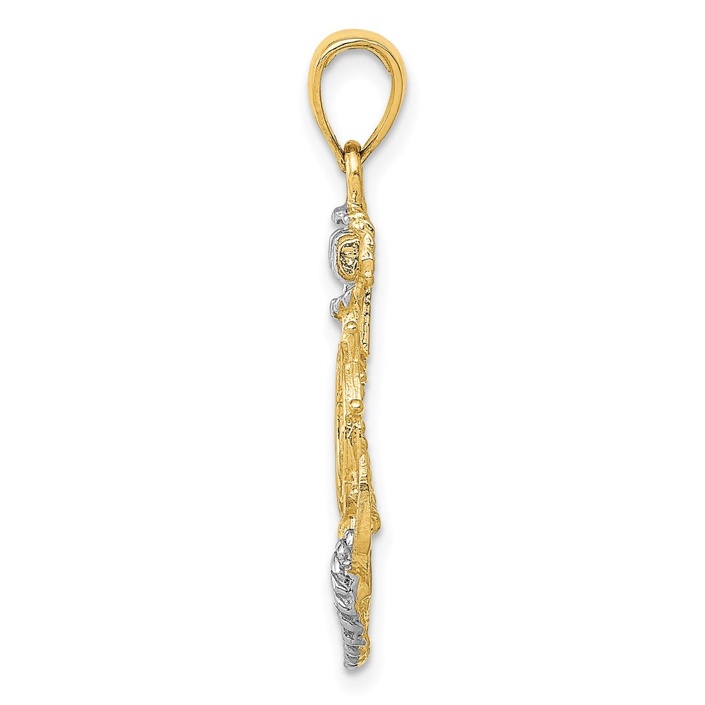 Anker-Anhänger mit Seil aus 14K Gelb- und Rhodiumgold, rhodiniert