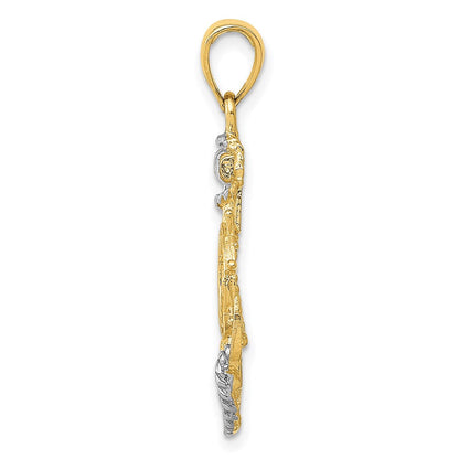 Anker-Anhänger mit Seil aus 14K Gelb- und Rhodiumgold, rhodiniert