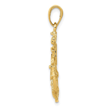 14K Gelbgold Anker-Anhänger mit Rad, mittelgroß