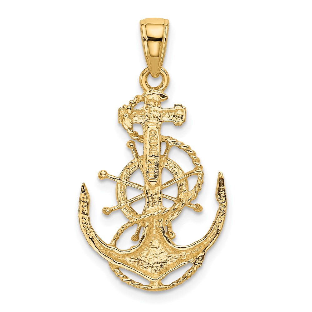 14K Gelbgold Anker-Anhänger mit Rad, mittelgroß