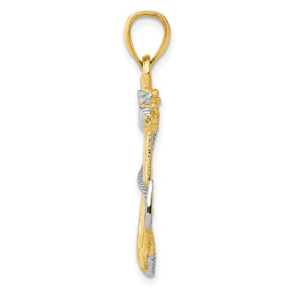 14K Gelb- & Rhodiumgold Anhänger mit Rhodium-Anker- und Seil-Design