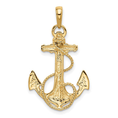 14K Gelbgold Anker-Anhänger mit Seil