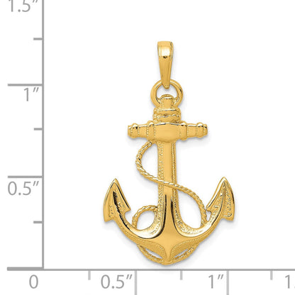 14K Gelbgold Anker-Anhänger mit Seil