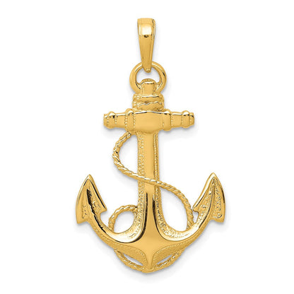 14K Gelbgold Anker-Anhänger mit Seil