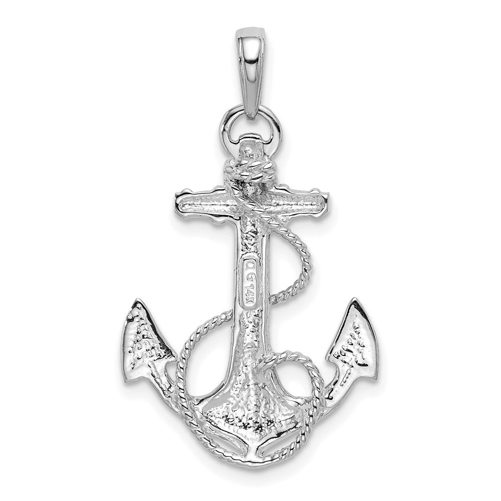 14K Weißgold Anker-Anhänger mit Seildesign