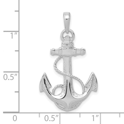 14K Weißgold Anker-Anhänger mit Seildesign
