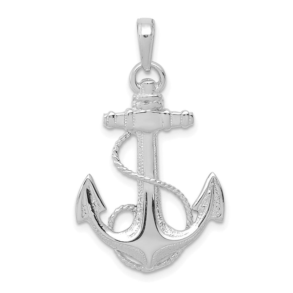 14K Weißgold Anker-Anhänger mit Seildesign