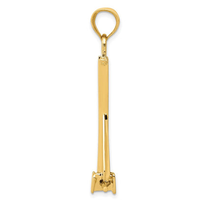 14K Gelbgold 3D beweglicher Anker-Anhänger