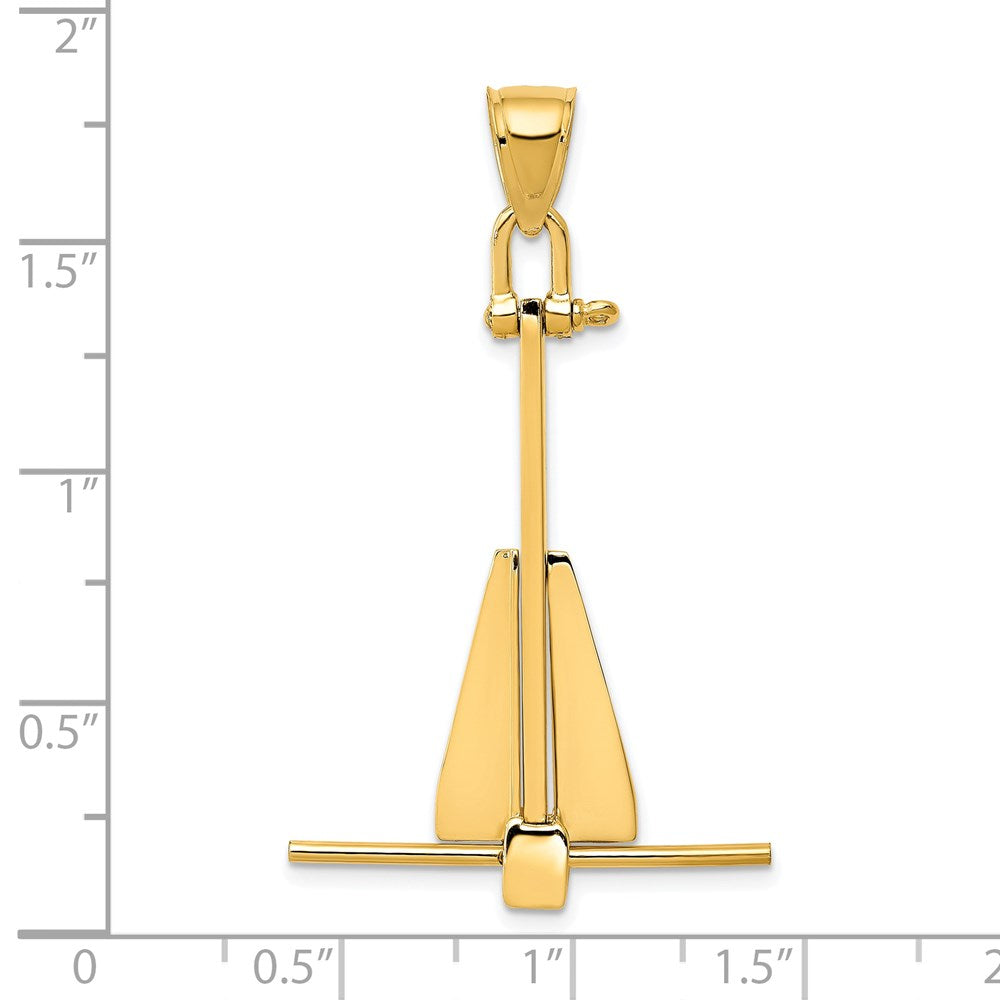 14K Gelbgold 3D beweglicher Anker-Anhänger
