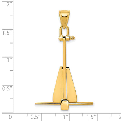 14K Gelbgold 3D beweglicher Anker-Anhänger