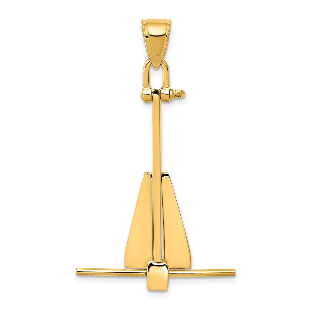 14K Gelbgold 3D beweglicher Anker-Anhänger