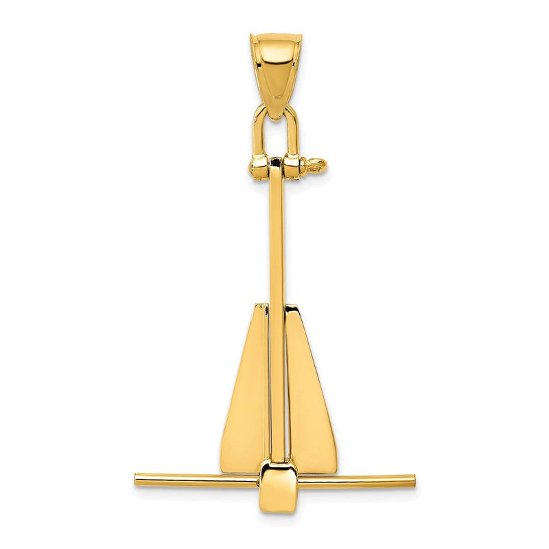 14K Gelbgold 3D beweglicher Anker-Anhänger