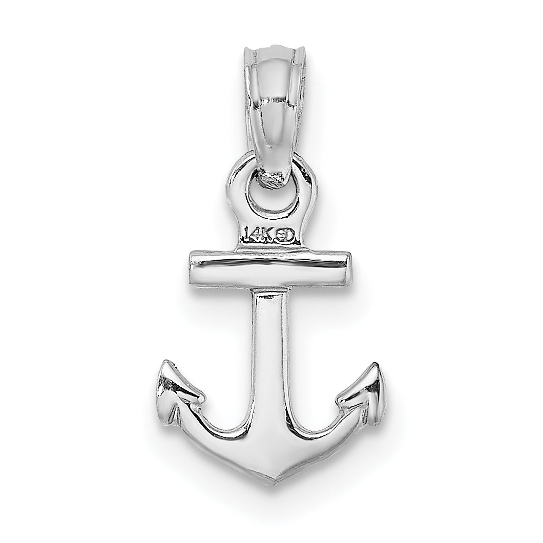 14K Weißgold Mini Anker Anhänger