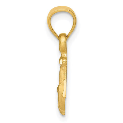 14K Gelbgold Diamantiert Anker Anhänger
