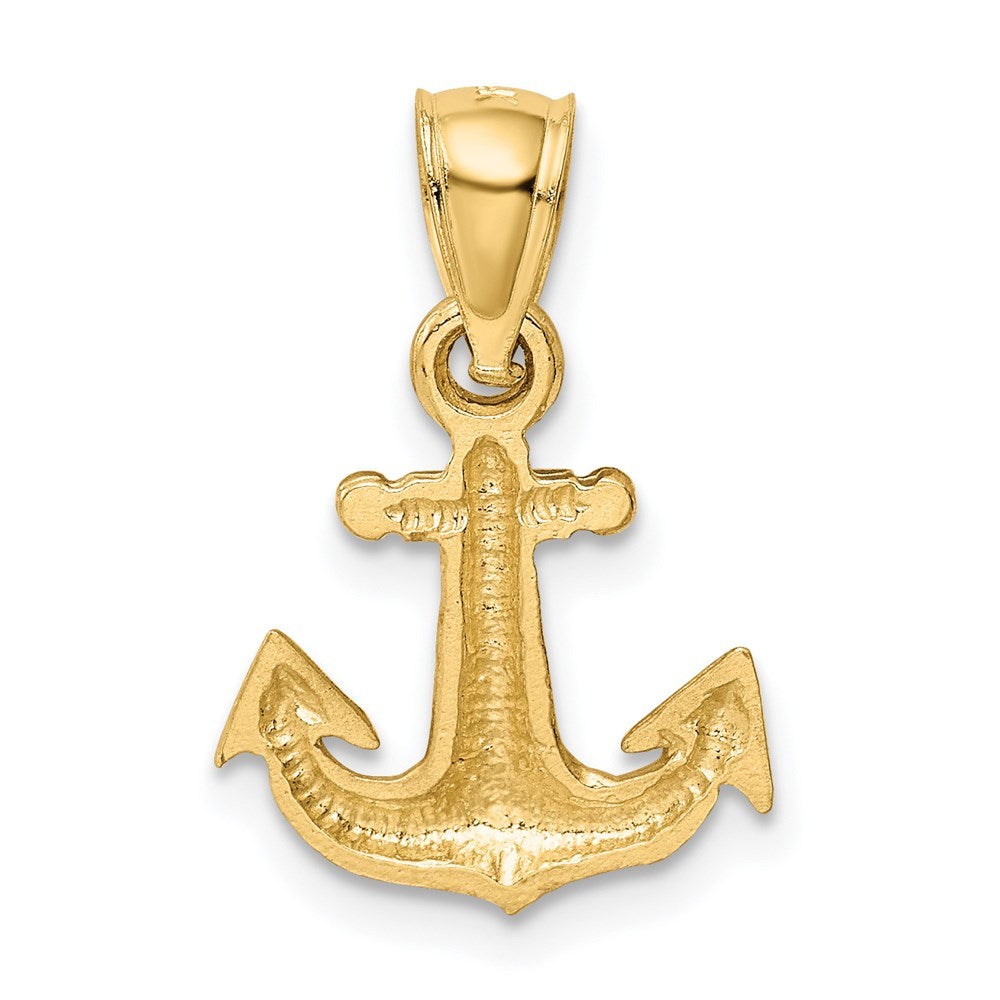 14K Gelbgold Diamantiert Anker Anhänger