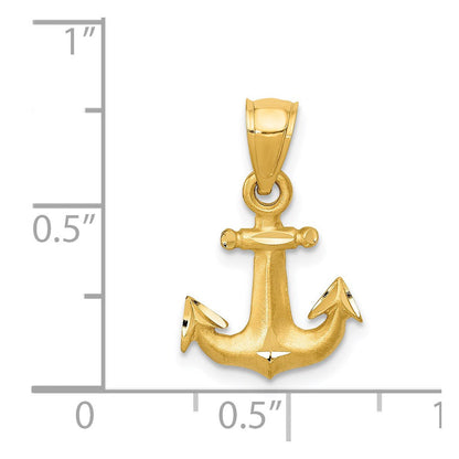 14K Gelbgold Diamantiert Anker Anhänger
