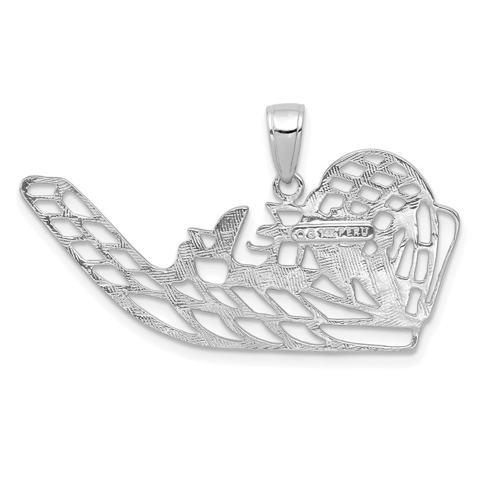 14K Weißgold Luftboot-Anhänger