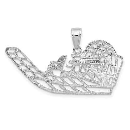 14K Weißgold Luftboot-Anhänger