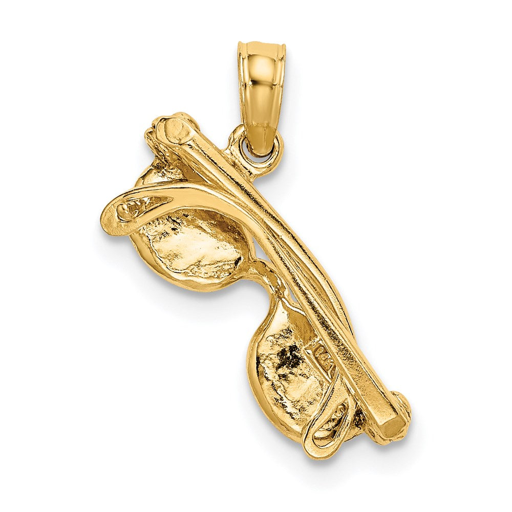 14K Gelbgold 3d Aqua Emailliert Sunglasses Anhänger