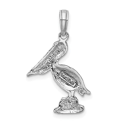 14K Weißgold Standing Pelican Charm