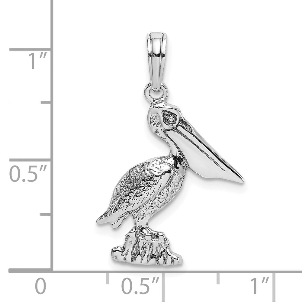 14K Weißgold Standing Pelican Charm